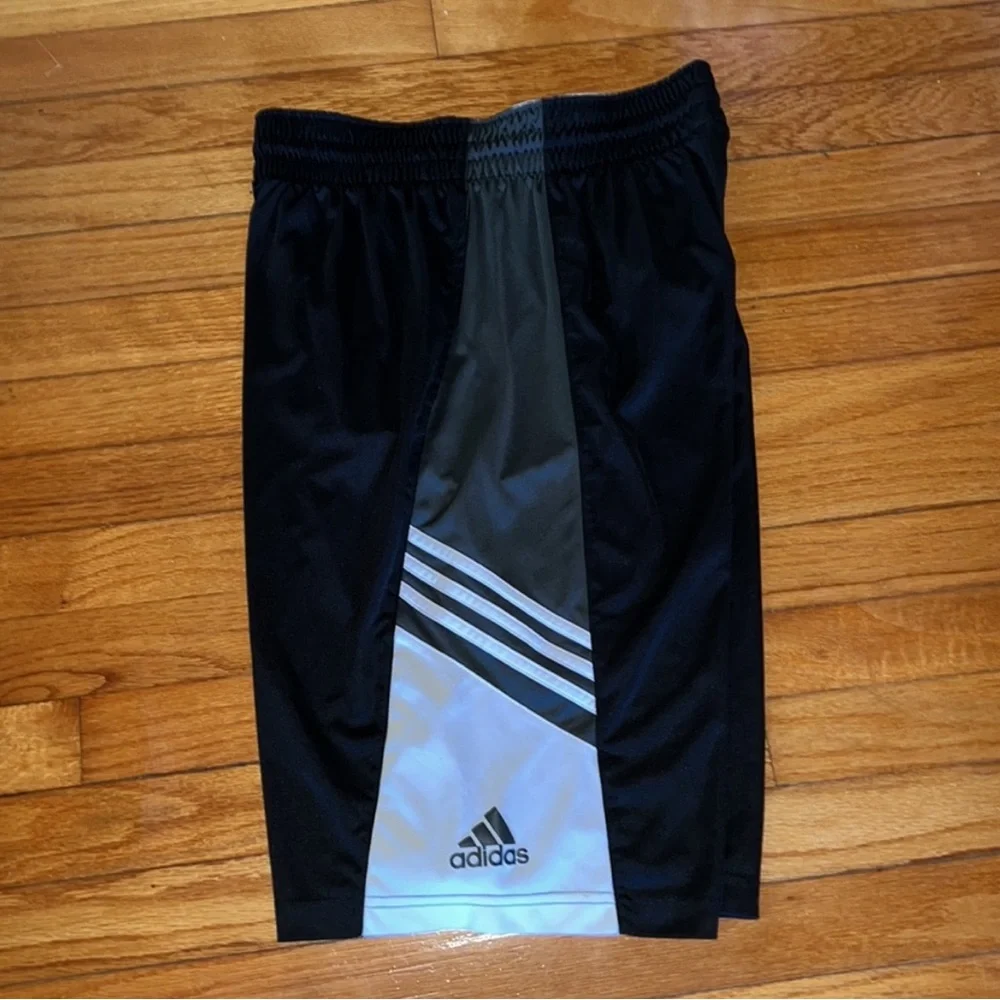 Adidas Black and Gray Athletic Shorts with Elastic Waistband